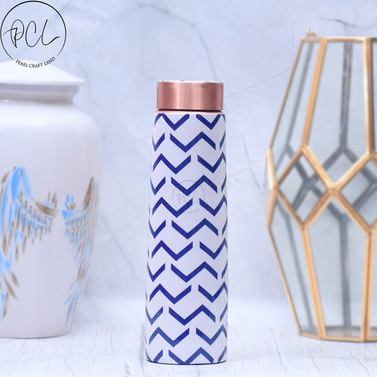 Blue Wave Design Printed Copper Water Bottle Leak Proof Capacity 1000 ML