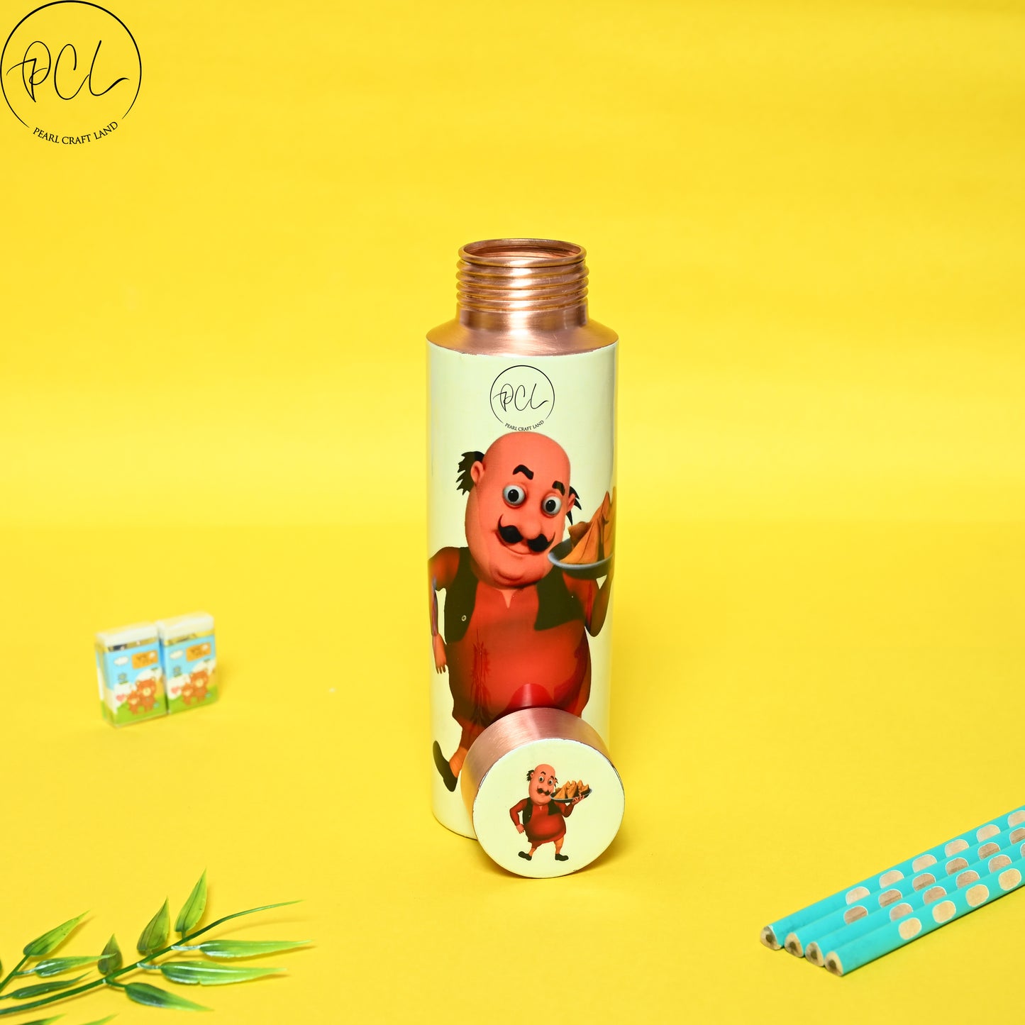 PCL Copper Motu & Patlu Kids Bottle 400 ml.
