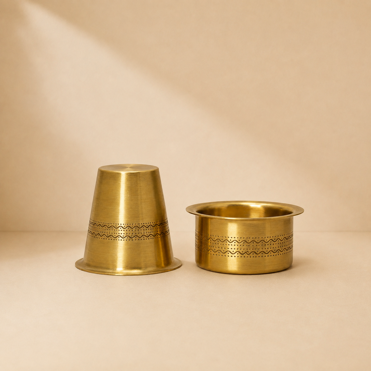 Premium Brass Dabra Set Double Line Design | Traditional South Indian