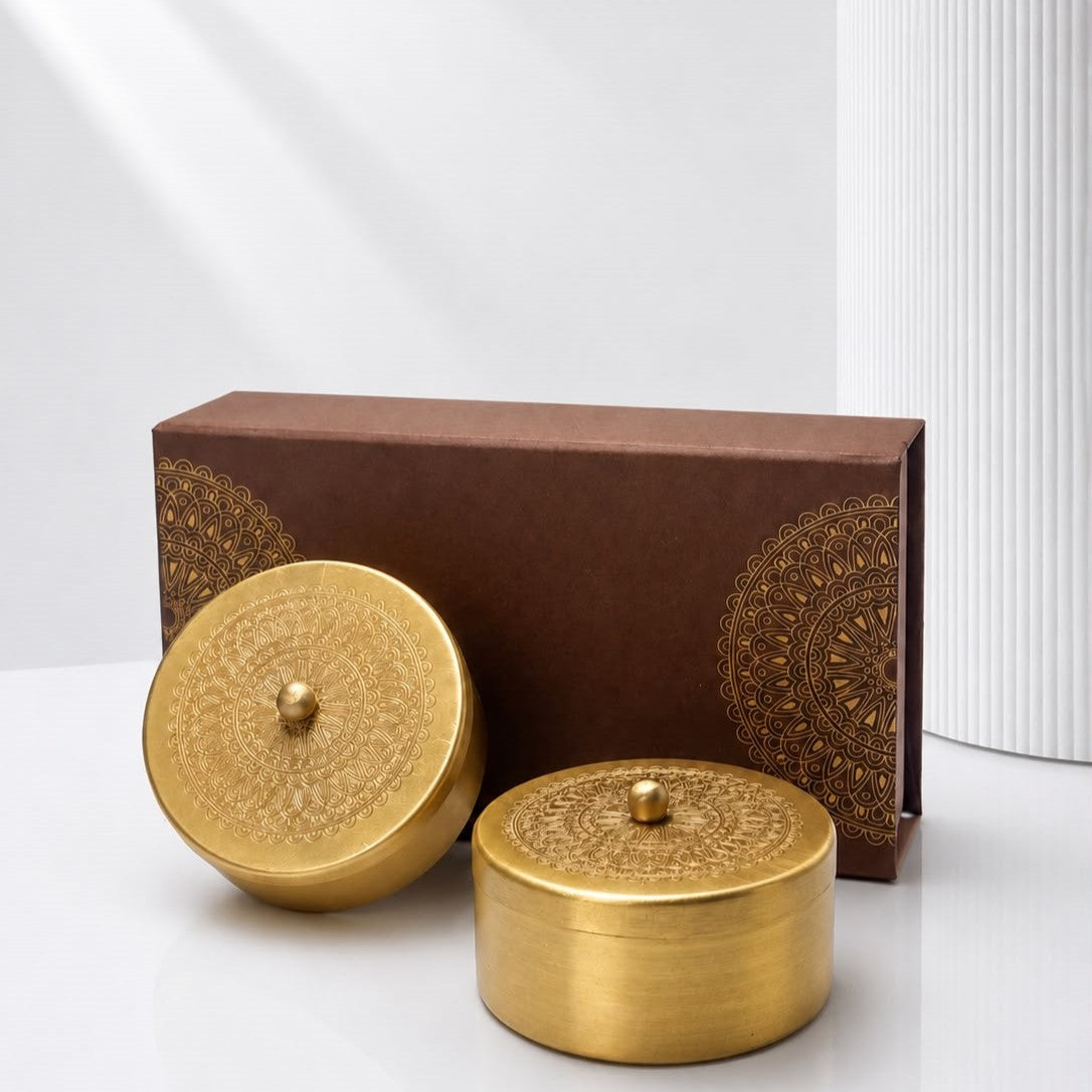 Handcrafted Brass Dry Fruits Box Set with Lid | Premium Box