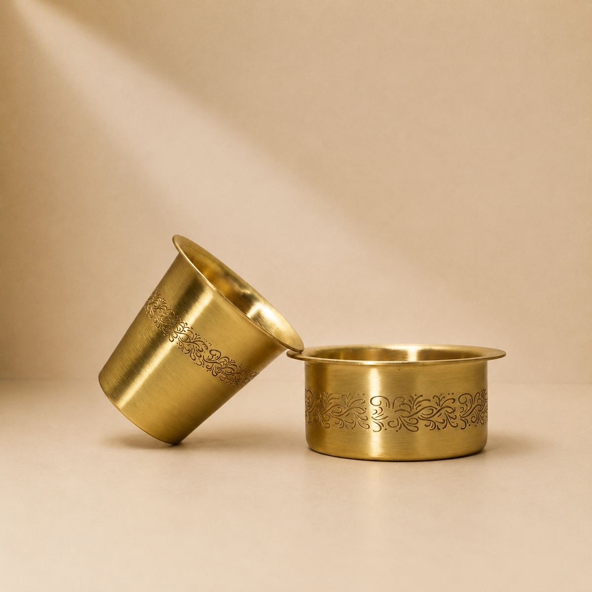 Premium Brass Dabra Set Floral Design | Traditional South Indian