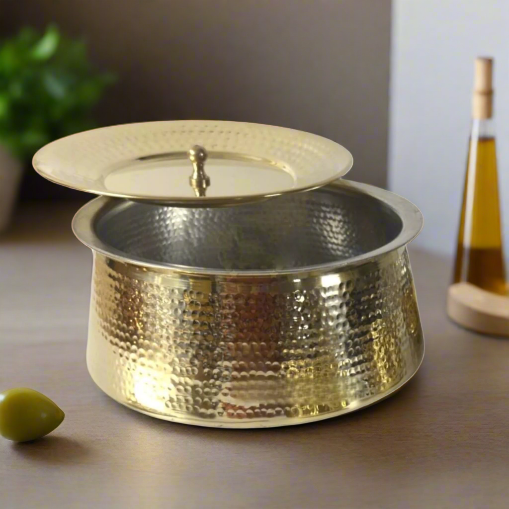 Pure Brass Biryani Handi With Lid / Serving and Cooking Pot - Medium