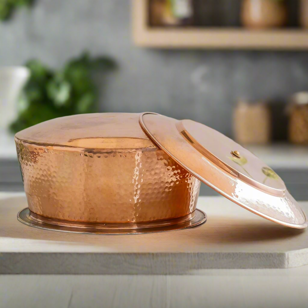 High Quality Pure Copper Biryani Handi Set of 3 Pcs With Lid