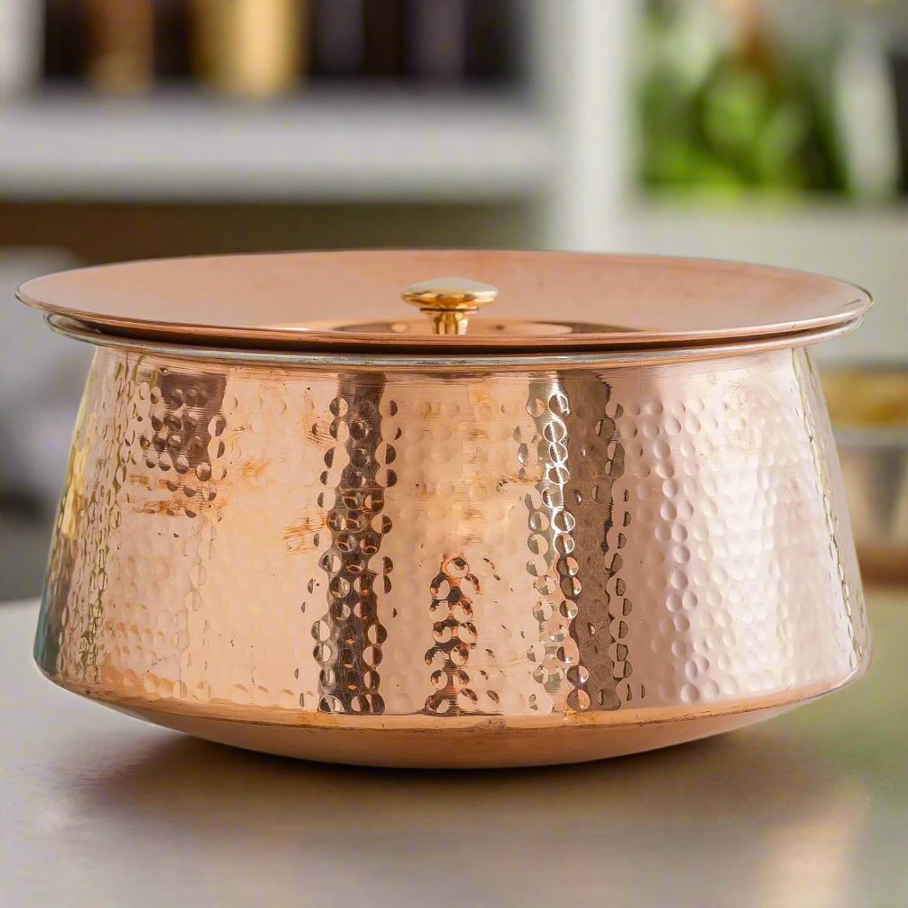 High Quality Pure Copper Biryani Handi Set of 3 Pcs With Lid