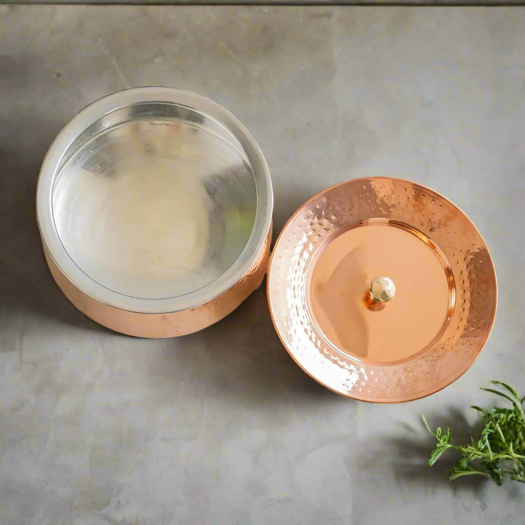 High Quality Pure Copper Biryani Handi Set of 3 Pcs With Lid