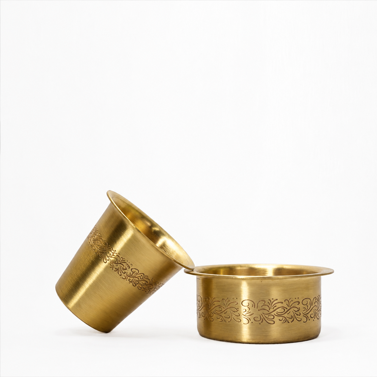 Premium Brass Dabra Set Floral Design | Traditional South Indian
