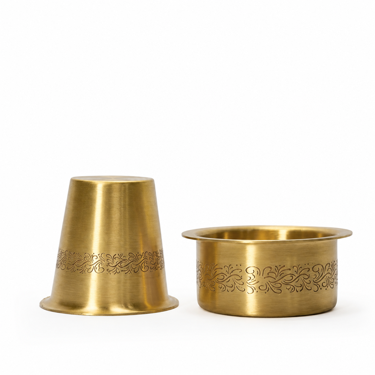 Premium Brass Dabra Set Floral Design | Traditional South Indian