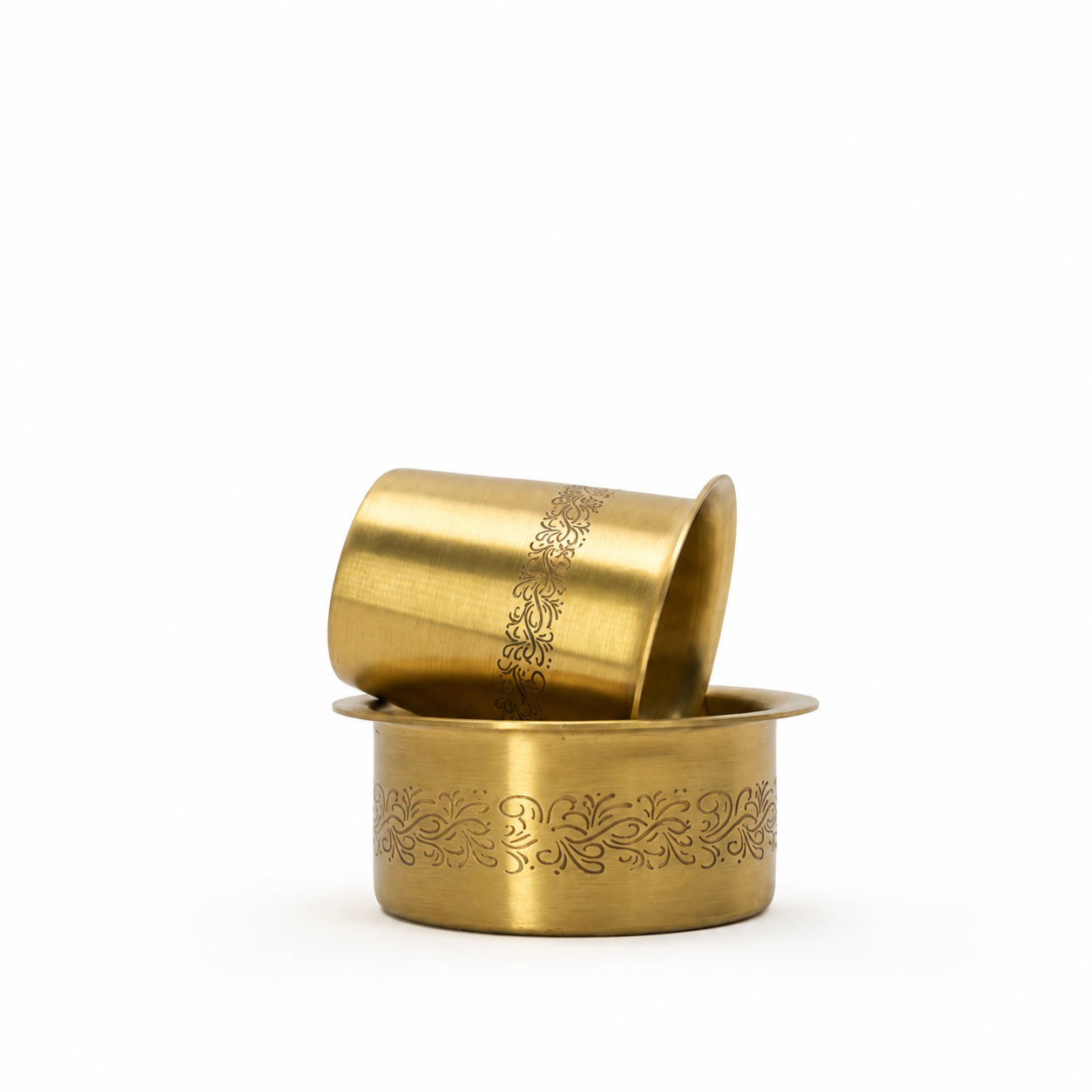 Premium Brass Dabra Set Floral Design | Traditional South Indian
