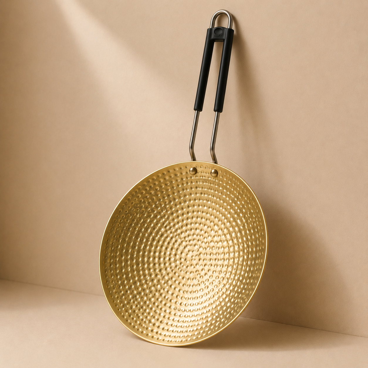 Premium Hammered Brass Roti Tawa with Heat-Resistant Handle