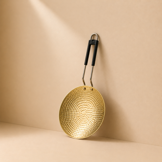 Premium Hammered Brass Roti Tawa with Heat-Resistant Handle