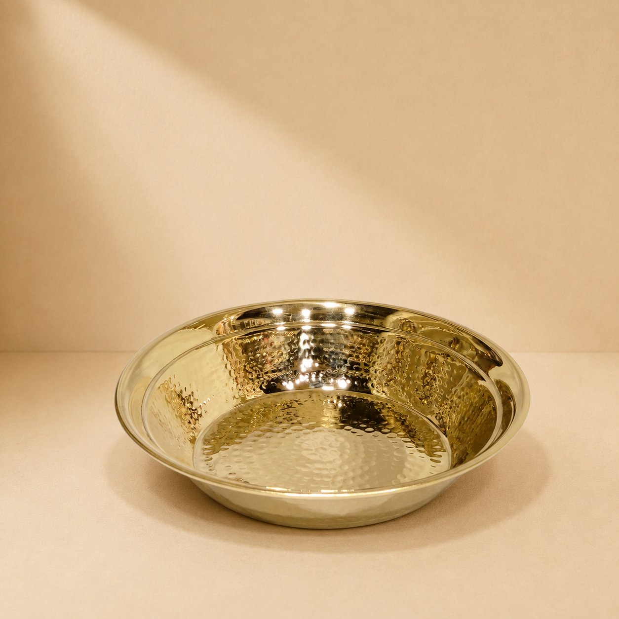 Handcrafted Hammered Brass Parat Set | Traditional Brass Plate