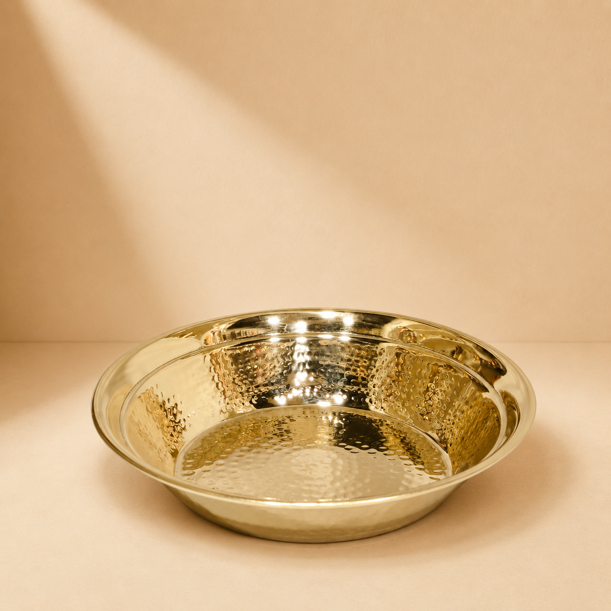 Handcrafted Hammered Brass Parat Set | Traditional Brass Plate