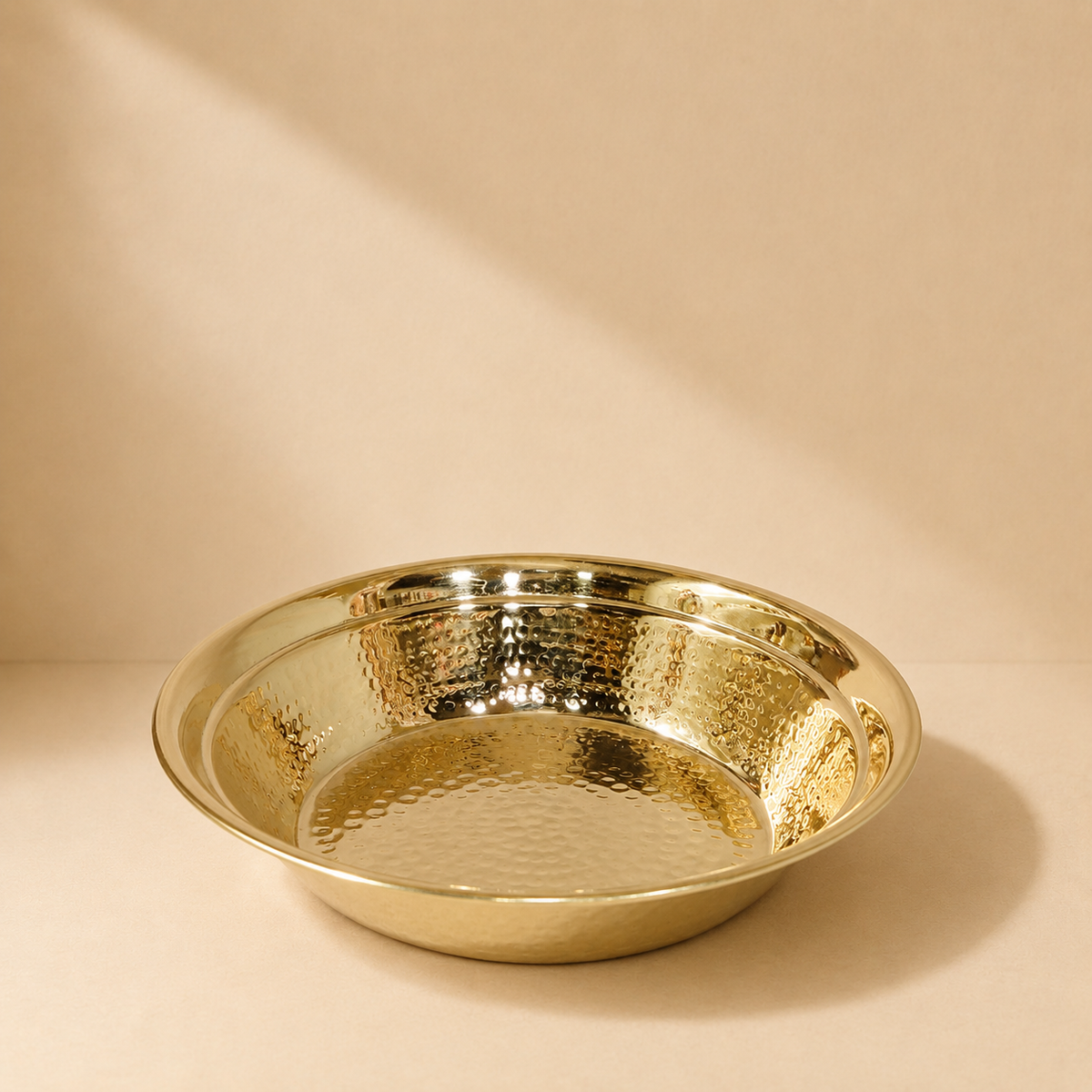 Handcrafted Hammered Brass Parat Set | Traditional Brass Plate