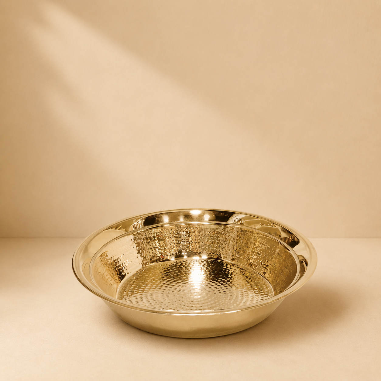 Handcrafted Hammered Brass Parat Set | Traditional Brass Plate