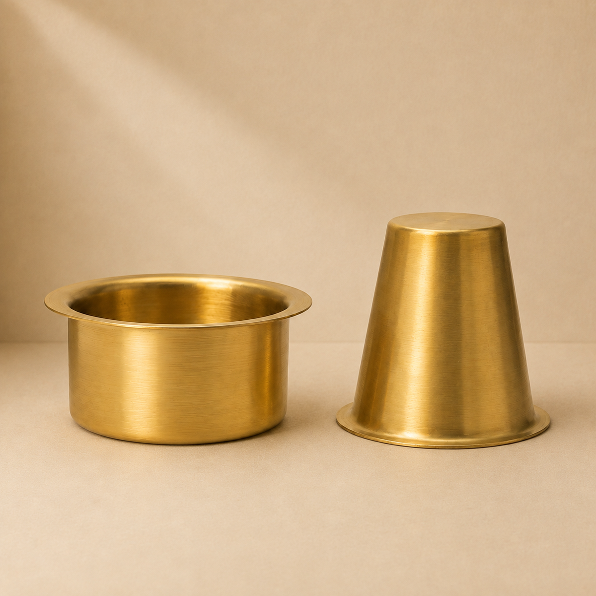 Handcrafted Brass Plain Dabra Set | Premium Plain Brass Tumbler & Bowl