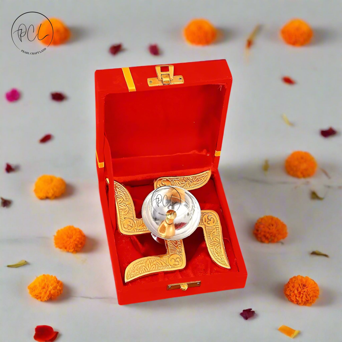 Sacred Swastik Brass Diya By PCL Gift Item | Lighting | Festival  Occasion | Religious ( 10 x 10 x 10 cm )
