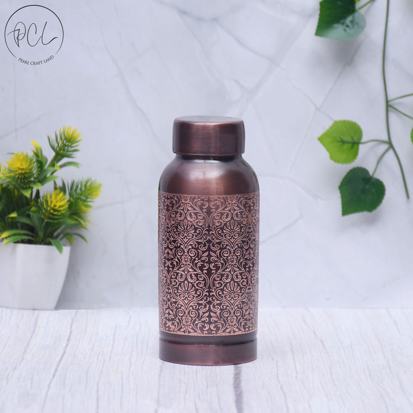 Pure Copper Small Bottle Antique Engraved