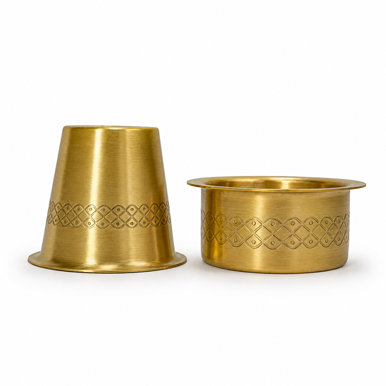 Pure Brass Dabra Set Curved Design | Traditional South Indian