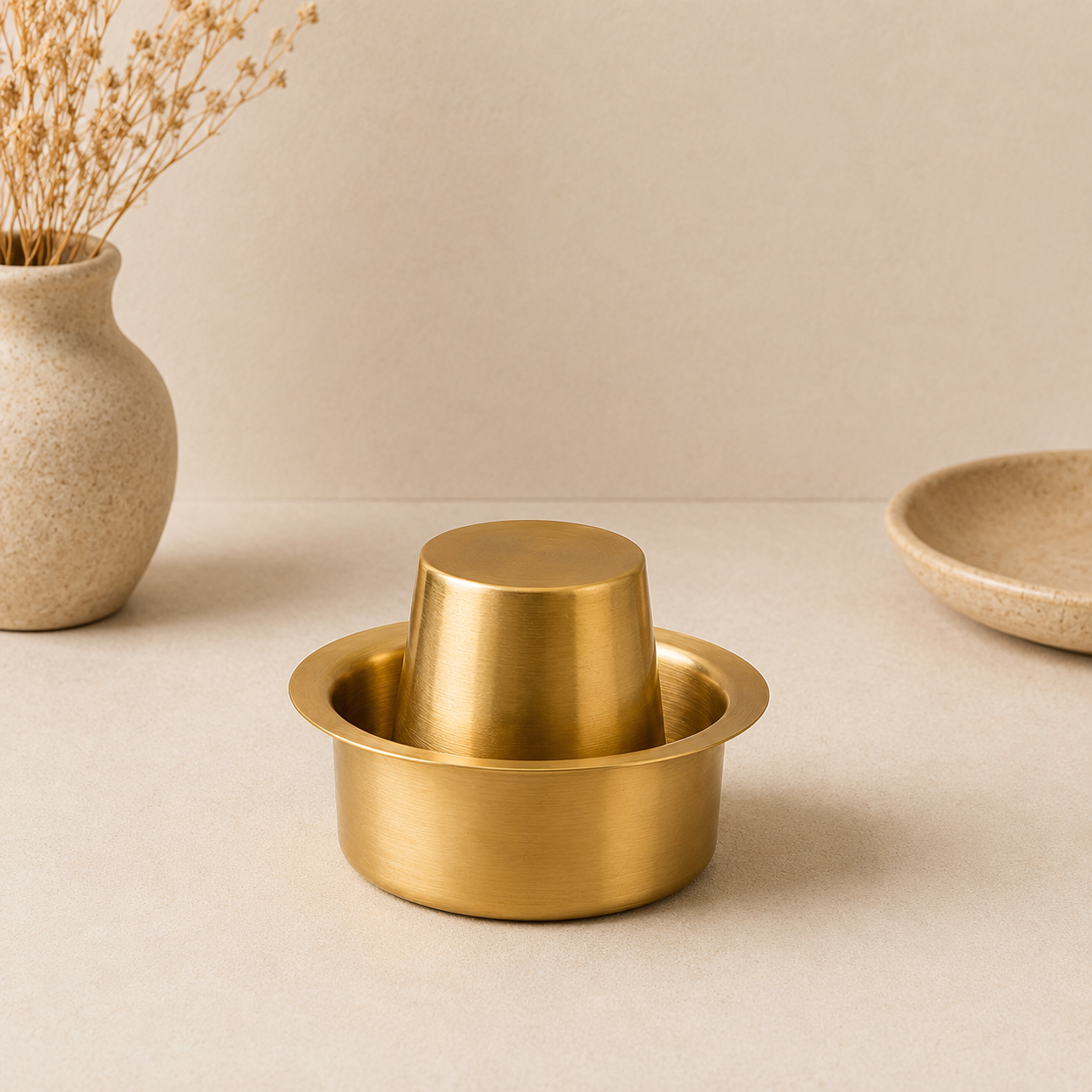 Handcrafted Brass Plain Dabra Set | Premium Plain Brass Tumbler & Bowl