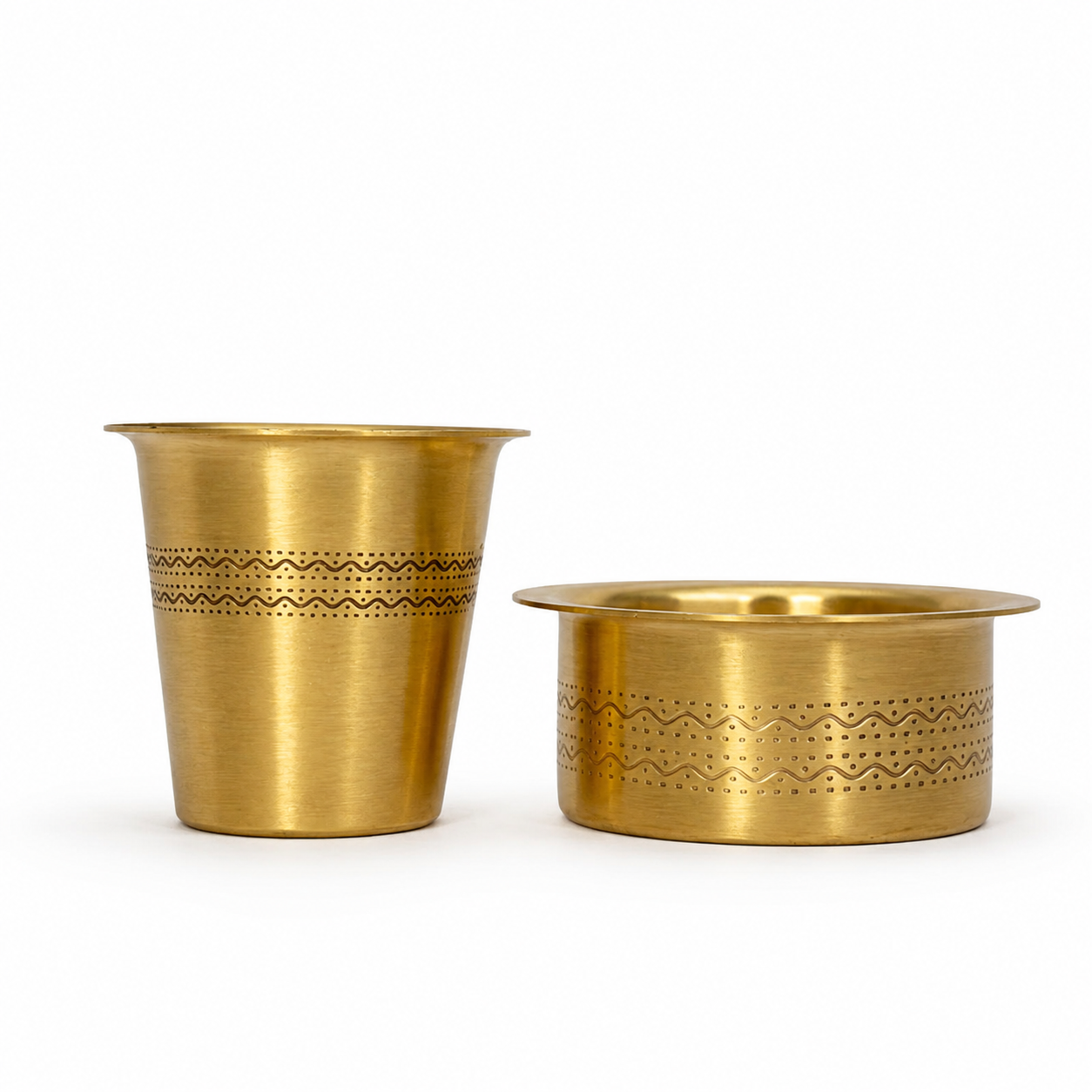 Premium Brass Dabra Set Double Line Design | Traditional South Indian