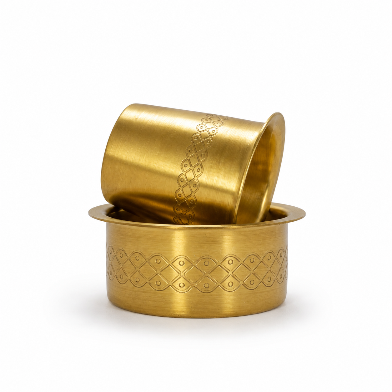 Pure Brass Dabra Set Curved Design | Traditional South Indian
