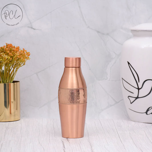 Pure Copper Water Bottle Dolphin Design Half Hammered Half Matt Capacity 600ML (Small)