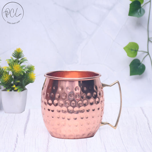 Pure Copper Hammered Moscow Mule Mug for Drinking Water, Beer,and Cocktails Capacity 500ML