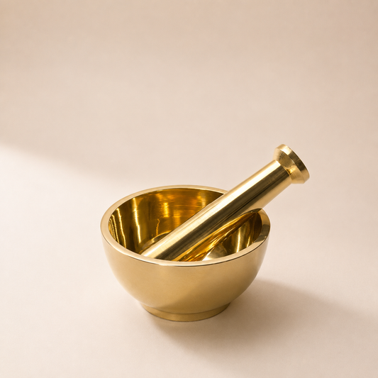 Handcrafted Solid Brass Mortar & Pestle Set (Kharal) | Spice Grinder