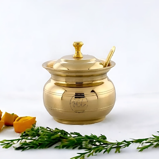 PCL Brass Ghee Pot 100% made up of pure brass with a classic look.