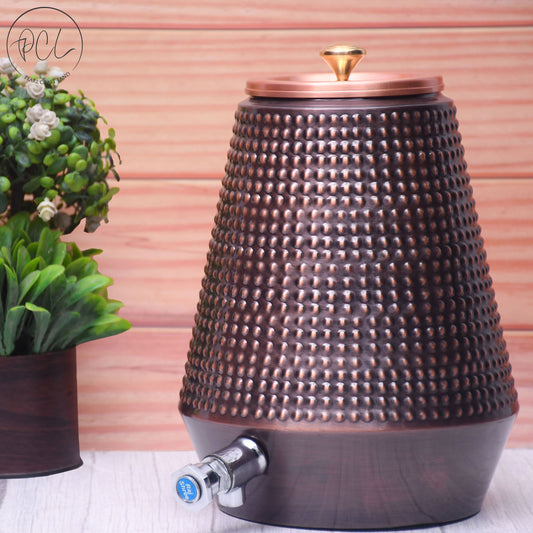 Pure Copper Water Dispenser Conical Antique Bubble Designed Capacity 8000 ML.